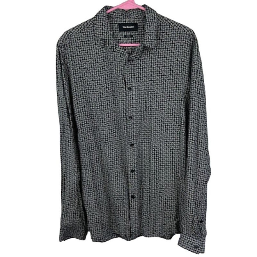 The Kooples fitted black and white patterned long sleeve button up shirt Mens M